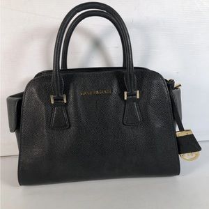 Michael Kors Womens Satchel Black Pebble Leather Black Adjustable Buckle Strap